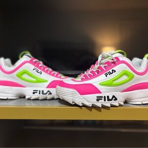 Fila Women's Neon Pink and Lime Sneakers
